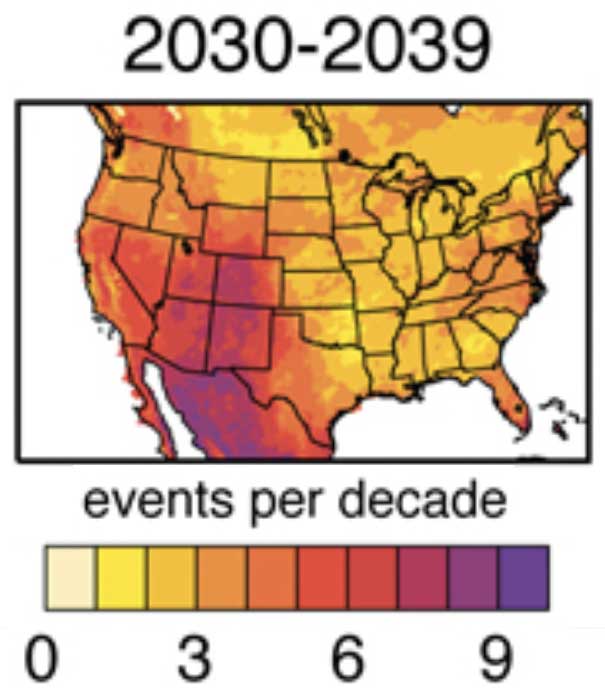 heat waves global warming 2030 2035 2040